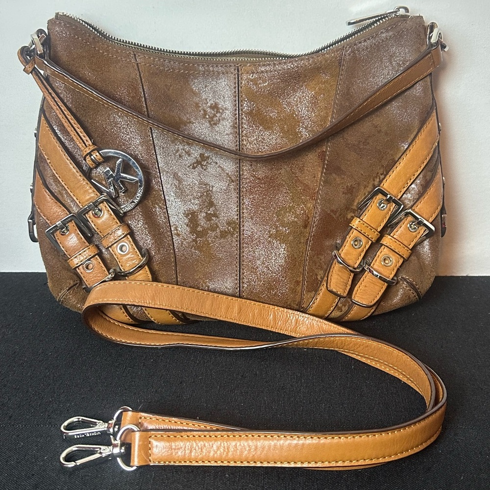Michael Kors Brown Leather Buckle Across the shoulder purse
